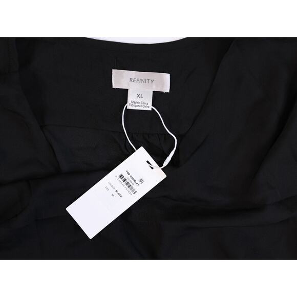 Refinity Chic Top Overlay Shirt V Kneck with Pockets Size XL Black - Picture 5 of 6